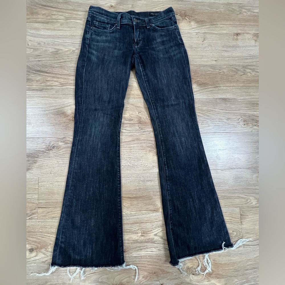 Citizens Of Humanity Dark Blue Low Rise Ingrid Flare Jeans Y2K Embroidered